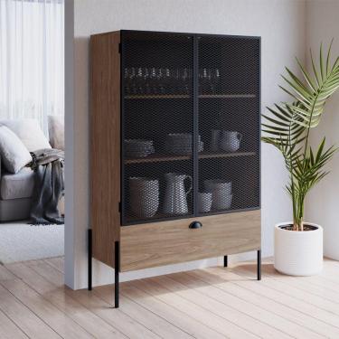 Imagem de Cristaleira Industrial 2 Portas 1 Gaveta 93cm York Artesano Hanover/Preto