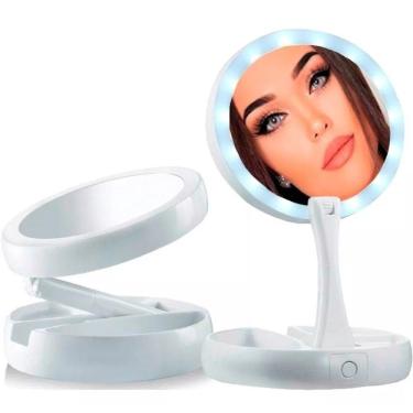 Imagem de Espelho De Luz Led Dobrável Aumenta 10X Maquiagem Portátil
