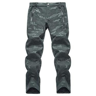 Imagem de Calças masculinas de esqui com bolso com zíper, à prova de vento à prova de água grossa Ski neve Calça de viagem de golfe de pelúcia para meninos Pesca Snowboard Roupa térmica durável