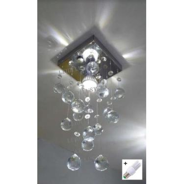 Imagem de Lustre Cristal Transparente Altura 50cm Direto De Fábrica E Base Em Aç