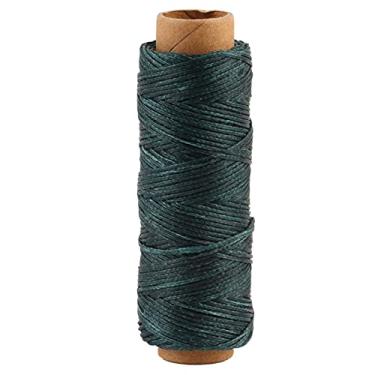 Imagem de 50 m / 55 jardas de couro para costura de linha plana encerada cordão cordão costura manual ferramentas de couro DIY 150D 1mm (verde escuro)