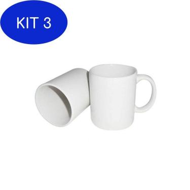 Imagem de Kit 3 Caneca Porcelana Branca Para Sublimação 325 Ml C/6