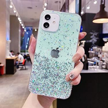 Imagem de Capa de telefone transparente Glitter Star para iPhone 13 12 Mini 11 Pro Max X XS XR 8 7 6 6S Plus SE 2020 Gradiente Lantejoulas Capa transparente, verde, para iPhone 6