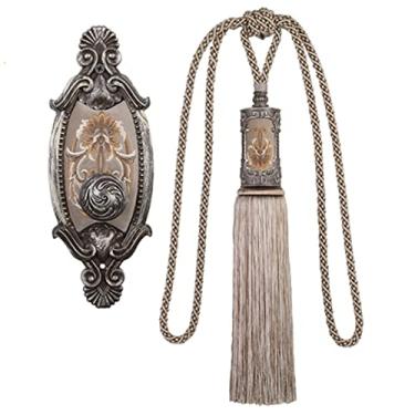 Imagem de 4 peças/conjunto acessórios de cortina 2 prendedores de cortina com 2 ganchos borlas de cortina ataduras de cortina, 02