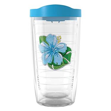Imagem de Tervis Copo isolado de parede dupla Island Collection feito nos EUA, 473 g, Tropical Teal Hibisco