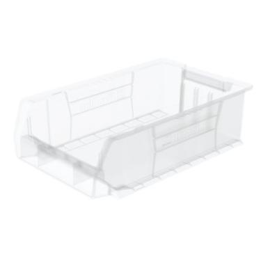 Imagem de Akro-Mils 30280 Super Size AkroBin Caixa de armazenamento empilhável resistente (50,8 cm C x 30,5 cm L x 15,2 cm A), transparente (pacote com 4)