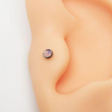 Imagem de Piercing Labret Ponto De Luz De Pedra Rosada Em Aço Cirúrgico 8mm - Eu