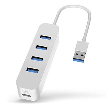 Imagem de Upgrow Hub USB 3.0 com porta de alimentação Hub USB de 4 portas com divisor USB de 5 Gbps para laptop MacBook, Mac Pro, Mac Mini, iMac, Surface Pro, XPS, PC, Flash Drive, HDD-branco móvel