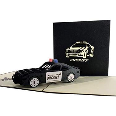 Imagem de iGifts And Cards Cartão pop-up 3D Sheriff Car - Presente incrível de feliz aniversário Undersheriff, Chief Deputy Retirement, Training Academy Graduation, Thank You, Parabéns
