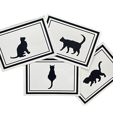 Imagem de Groomers Margins Cat Silhouette Blank Notecards with Envelopes (24 Pack, 4.25 X 6 Inches) Kitten Note Cards for Cat Lovers