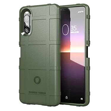 Imagem de LVSHANG Capa de celular à prova de choque com cobertura total robusta de silicone para SONY Xperia 10 II, capa protetora com forro fosco (cor: verde militar)