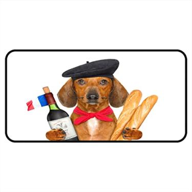 Imagem de Tapetes de cozinha salsicha dachshund cachorro vinho tinto baguete bandeira francesa área de cozinha tapetes e tapetes antiderrapante tapete de cozinha tapetes laváveis para chão de cozinha casa escritório pia lavanderia interior 101 x 50 cm