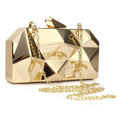 Imagem de Bolsa clutch feminina vintage para coquetel festa de casamento bolsa de mão, Dourado