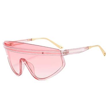 Imagem de Óculos de sol de uma peça para mulheres vintage meia armação óculos de sol listrados masculinos tons de preto, rosa rosa, tamanho único