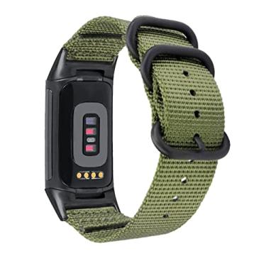 Imagem de Abanen Pulseiras de nylon para Fitbit Charge 6/Charge 5, pulseira de nylon de secagem rápida com fecho de anel de aço inoxidável ajustável compatível com Fitbit Charge 5 para homens e mulheres (verde)
