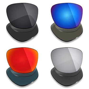 Imagem de Mryok 4 pares de lentes polarizadas de substituição para óculos de sol Oakley Costa Del Mar Waterwoman 2 – Stealth preto/vermelho fogo/azul gelo/titânio prateado