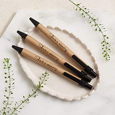 Imagem de Conjunto de 3 canetas de lembrete de funeral Angel & Dove Kraft "Share a Memory" - para livro de condolências de memória de funerais ou gravação de memórias especiais em um diário