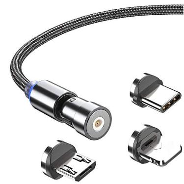 Imagem de Cabo de carregamento magnético FANZHOU, cabo de nylon trançado 3 em 1, cabo de carregamento rápido compatível com dispositivos micro USB, tipo C, iOS