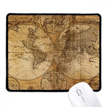 Imagem de Mouse pad de fundo com estampa de veias do mapa múndi e bordas costuradas Tapete de borracha para jogos