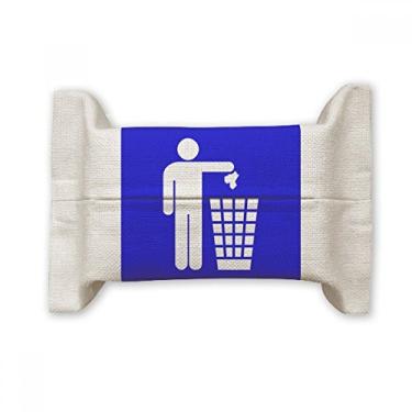 Imagem de Bolsa de linho de algodão para lenços faciais com marcador de aviso azul da Rubbish