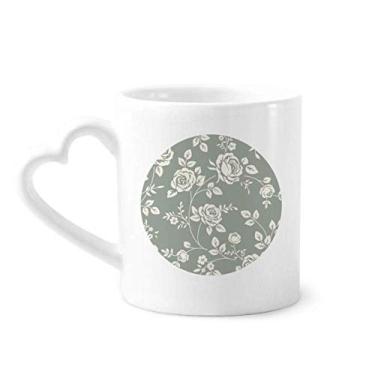 Imagem de Caneca com ilustração de flor de folha e rosa Caneca de café cerâmica copo de coração de vidro