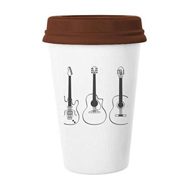 Imagem de Caneca de guitarra com combinação de instrumentos musicais, caneca de café com vidro de cerâmica