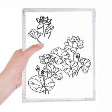 Imagem de Caderno de folhas soltas e folhas de lótus com flores e rio de lótus