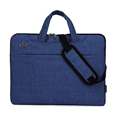 Imagem de SOUGAO Bolsa para laptop de 13 polegadas, bolsa mensageiro à prova d'água, bolsa para laptop, tablet, bolsa de transporte, bolsa para laptop, manga portátil, alça de ombro ajustável, azul escuro
