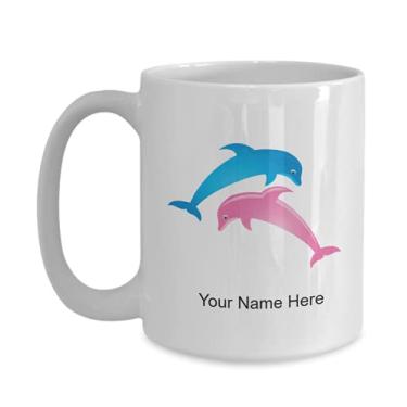 Imagem de Caneca de golfinho personalizada – Caneca de café para amantes de golfinhos, ideia de crianças meninos e meninas – Caneca de café de 425 g