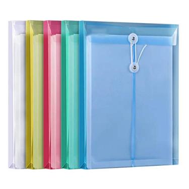 Imagem de Envelopes transparentes de poliéster LaOficina com fecho de botão e fecho de botão na parte superior da carta, tamanho 5 por pacote, Mix-colors, One Size