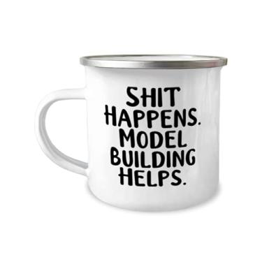 Imagem de Presentes de construção de modelo exclusivo, Shit Happens. Ajuda na construção de modelos, caneca de acampamento de 355 ml