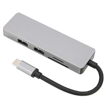 Imagem de Zopsc-1 5 Em 1 USB C Divisor Hub 5 Gbps Alta Velocidade USB C Divisor Tipo C Dock Station Prata Expansão Instantânea 4K Saída de Vídeo Suporte Cartão de Armazenamento Material Metal