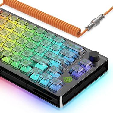 Imagem de Teclado de Jogos ZIYOU LANG 65% Mecânico RGB Hot-Swap Linear Branco Gelo 66 Teclas QWERTY USB-C para PC/Mac