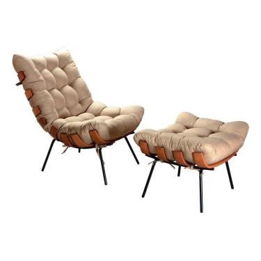 Imagem de Poltrona Costela de Adão com Puff Botonê Decoração Sala Varanda Recepção