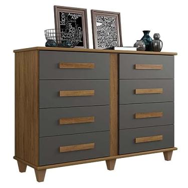 Imagem de Cômoda Grande 8 Gavetas 136cm Georgia Rv Móveis Cinamomo/grafite