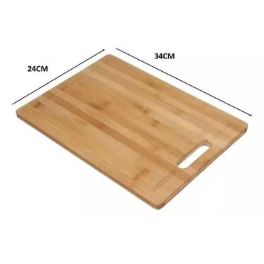 Imagem de Tabua de Corte Cozinha Madeira Estilo Bambu Churrasco 34cm