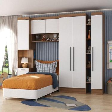 Imagem de Quarto Infantil Completo 4 Peças Ella Espresso Móveis Nogal/Branco