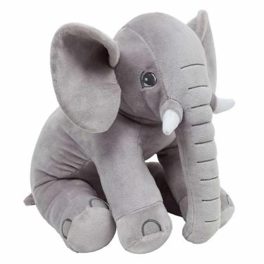 Imagem de Pelúcia Infantil Almofada - 65 cm - Elefante Baby - G - Cinza - W.U. Bichos de Pelúcia