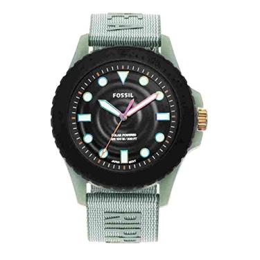 Imagem de Fossil Relógio masculino FB-01 de aço inoxidável inspirado em mergulho casual de quartzo, Preto, verde solar, One Size, FB – 01 relógio #Tide Ocean Material® movido a energia solar – FS5911