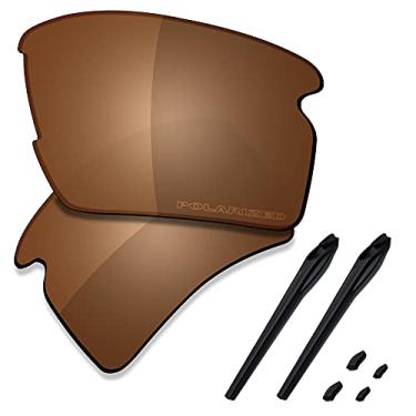 Imagem de SAUCER Lentes de reposição premium e kits de borracha para óculos de sol Oakley Flak 2.0 XL OO9188 de alta definição - Marrom âmbar polarizado