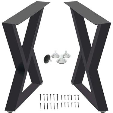 Imagem de HEONITURE Forma de triângulo, ferro fundido, pernas de mesa lateral, pernas de móveis rústicos resistentes, pernas de mesa de centro de tubo quadrado, 2 peças (71 cm de altura 45 cm de largura) (B)