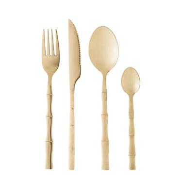 Imagem de LYOR - Faqueiro 16 Peças de Aço Inox Bambu Elegant Champanhe - Jogo de Talheres