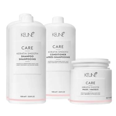 Imagem de Kit Keune Care Keratin Smooth Shampoo 1000ml, Condicionador 1000ml, Máscara 500ml