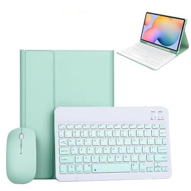 Imagem de Magnetic Protective Keyboard Cover for Samsung Galaxy Tab A8 A7 A9 Plus 11" S7 S8 S9 FE 11in S7 S7 12.4in Tablet Flip Case (Verde escuro + teclado + mouse, Tab S6 Lite 10.4'')