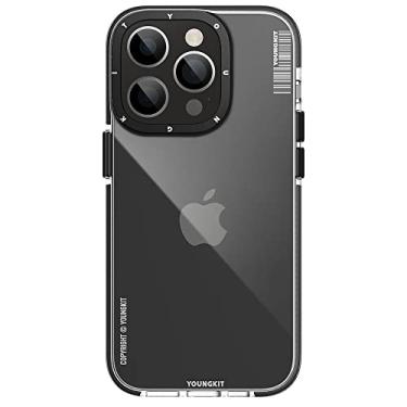 Imagem de YOUNGKIT Capa compatível com iPhone 14 Pro com proteção total cristalina [tecnologia antiamarelamento] capa traseira rígida à prova de choque militar e capa protetora macia para celular, preta