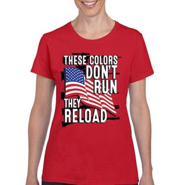 Imagem de Camiseta feminina These Colors Don't Run They Reload 2nd Amendment 2A Don't Tread on Me Second Right Bandeira Americana, Vermelho, 3G