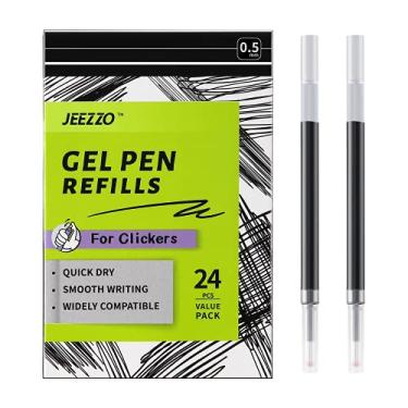 Imagem de JEEZZO Recargas de tinta gel para canetas retráteis, refis de ponta média compatíveis com Pilot G2 Pentel Energel Jetstream Sharpie S-Gel Uniball Signo Zebra Sarasa (preto, 0,5 mm, 24 peças)