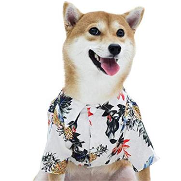 Imagem de Camisa CT COUTUDI Hawaiian Dog Camisa Aloha Cachorro Pet Summer Cool Summer Flor abacaxi camisa para cachorro pequeno gatoCT COUTUDI XS branco COU-LD0139602-2-XS