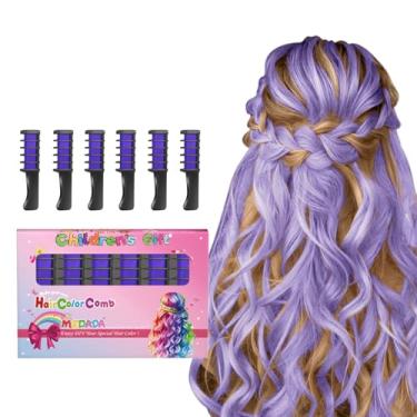 Imagem de Novo pente de giz de cabelo temporário brilhante para meninas crianças, giz de cabelo lavável para meninas de 4 5 6 7 8 9 10 ano novo aniversário cosplay DIY Halloween, Natal (roxo)