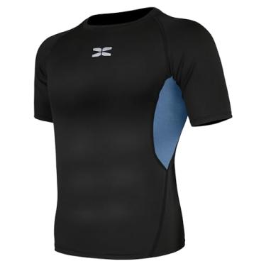 Imagem de Sehcahe Camiseta masculina verão fitness secagem rápida manga curta moda slim fit atlética respirável, Azul, M